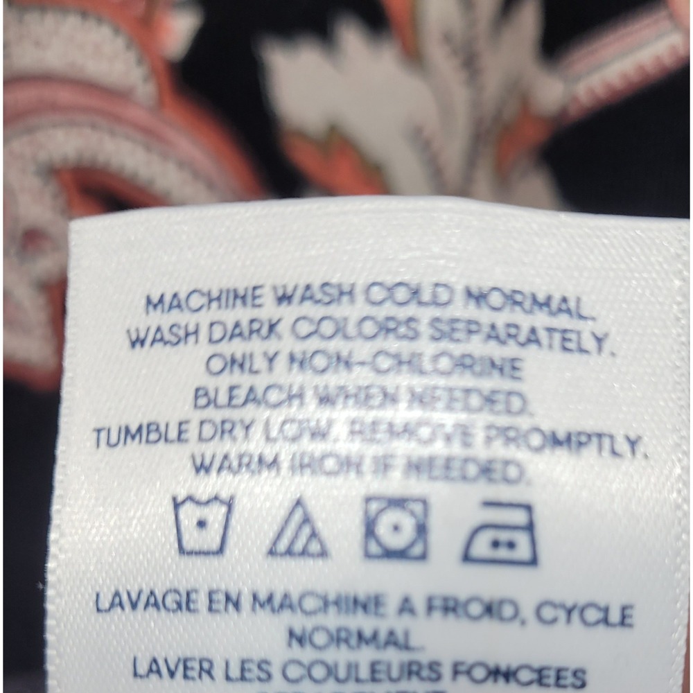 Lands End Womens Black Floral Paisley Cotton Sleeveless Shift Dress Pockets L - Picture 13 of 13